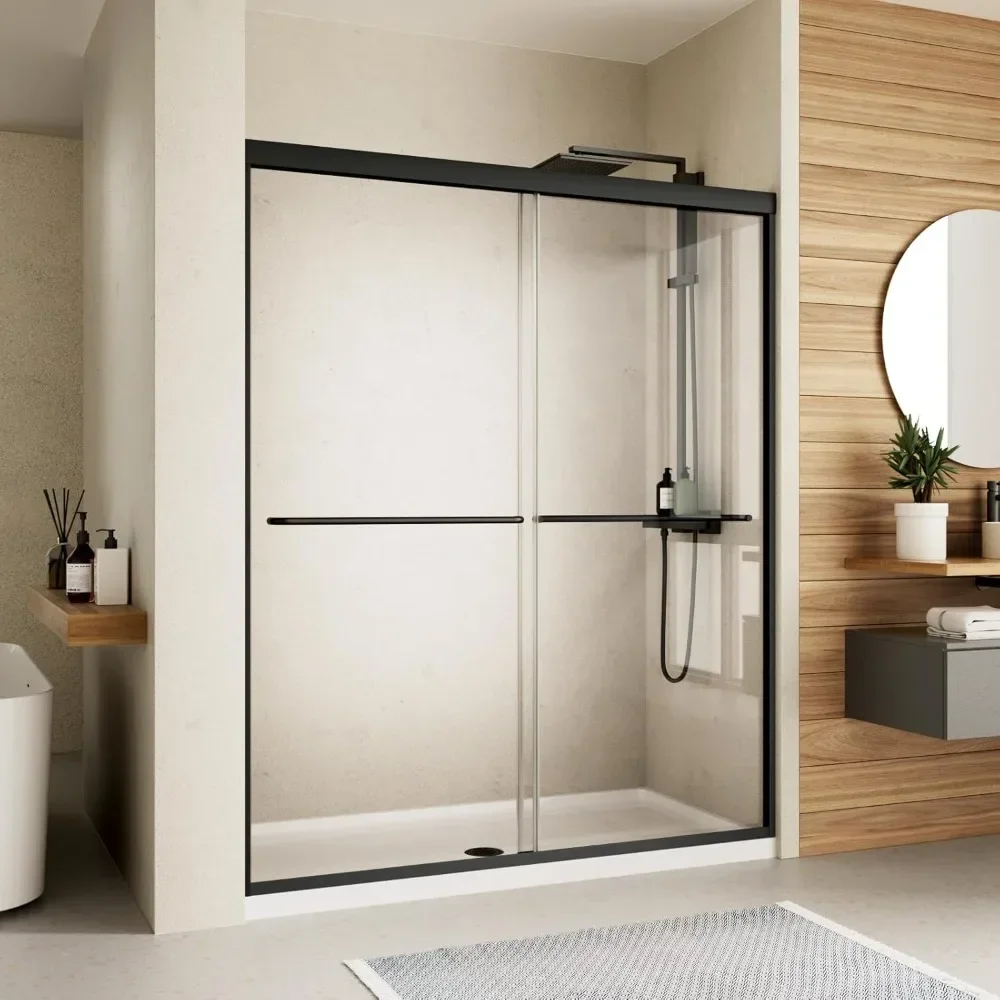 

Shower Door, 48" W, Semi-Frameless Dual Sliding Glass, Clear Tempered Glass, Bypass Shower Furniture, Bathroom Glasss Doors