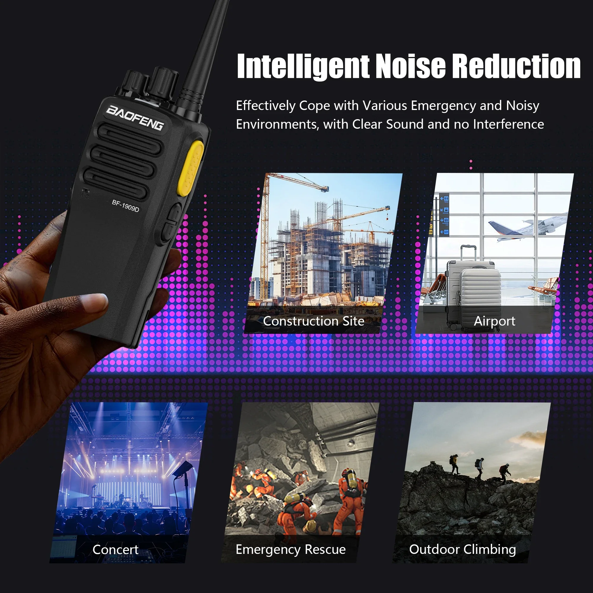 Baofeng BF-1909D جهاز اتصال لاسلكي ذكي للحد من الضوضاء BF-1909 UHF اتجاهين راديو التشفير 10 كجم جهاز إرسال واستقبال USB طويل المدى
