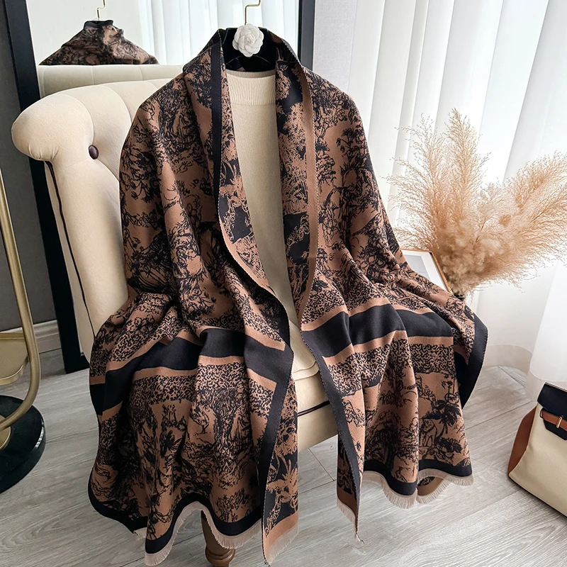 Ladies Winter Luxury printed cashmere shawl and scarf Bufanda thermal blanket Lady Echarpe shawl