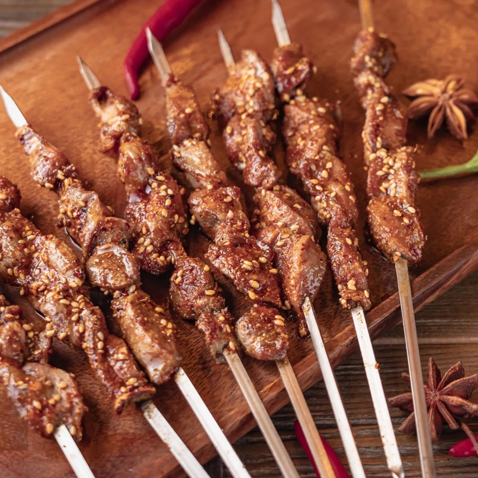 

Набор из 18 шампуров из нержавеющей стали профессионального качества для гриля, отлично подходит для кебабов, мясных нарезок, морепродуктов и овощей