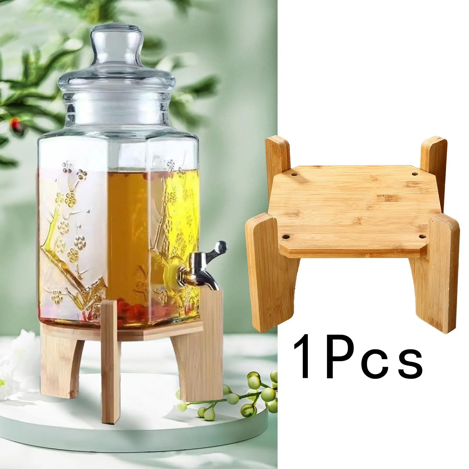 

Drink Dispenser Stand Handicraft Glass Bottle Rack Wooden Round Base Stable for Restaurant Festival Countertop Weddings Drinks