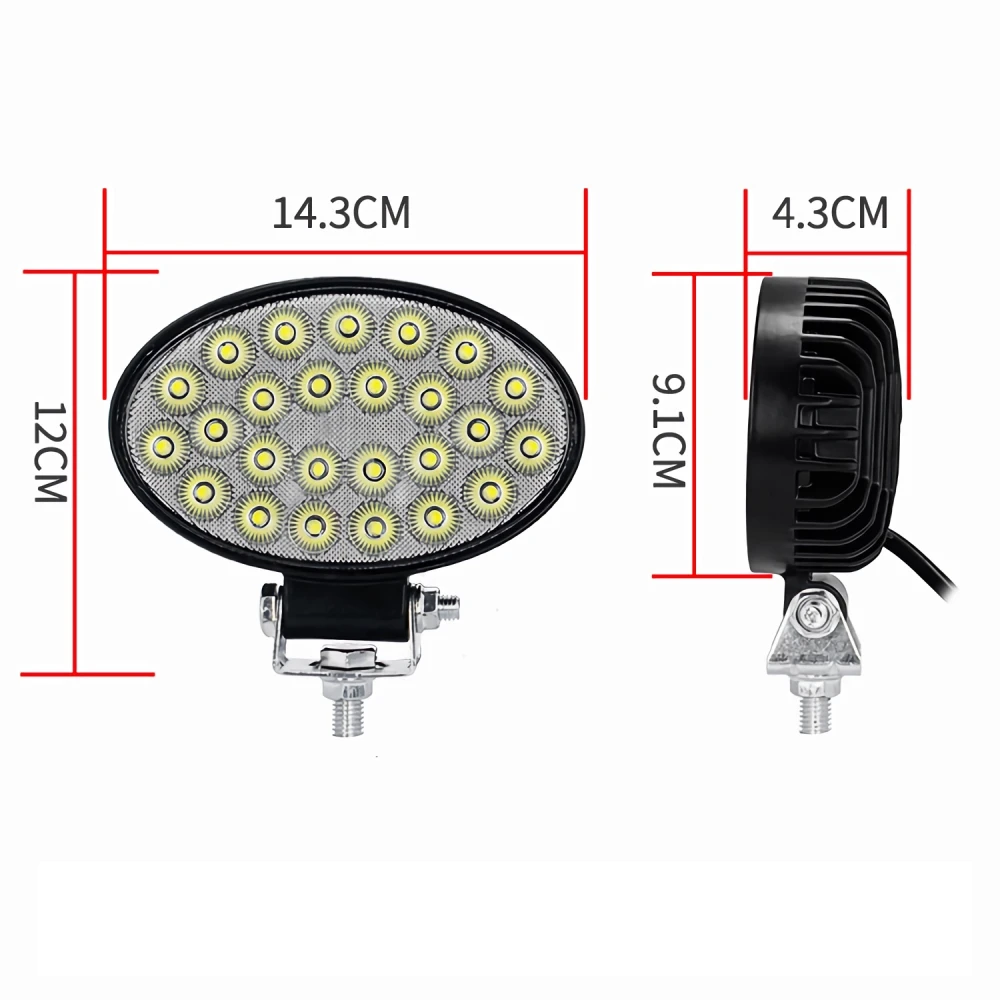 2Pcs 12V - 60V LED Work Light For Forklift Loader Road Roller Excavator Front Light Flood Light Lighting Max 50W
