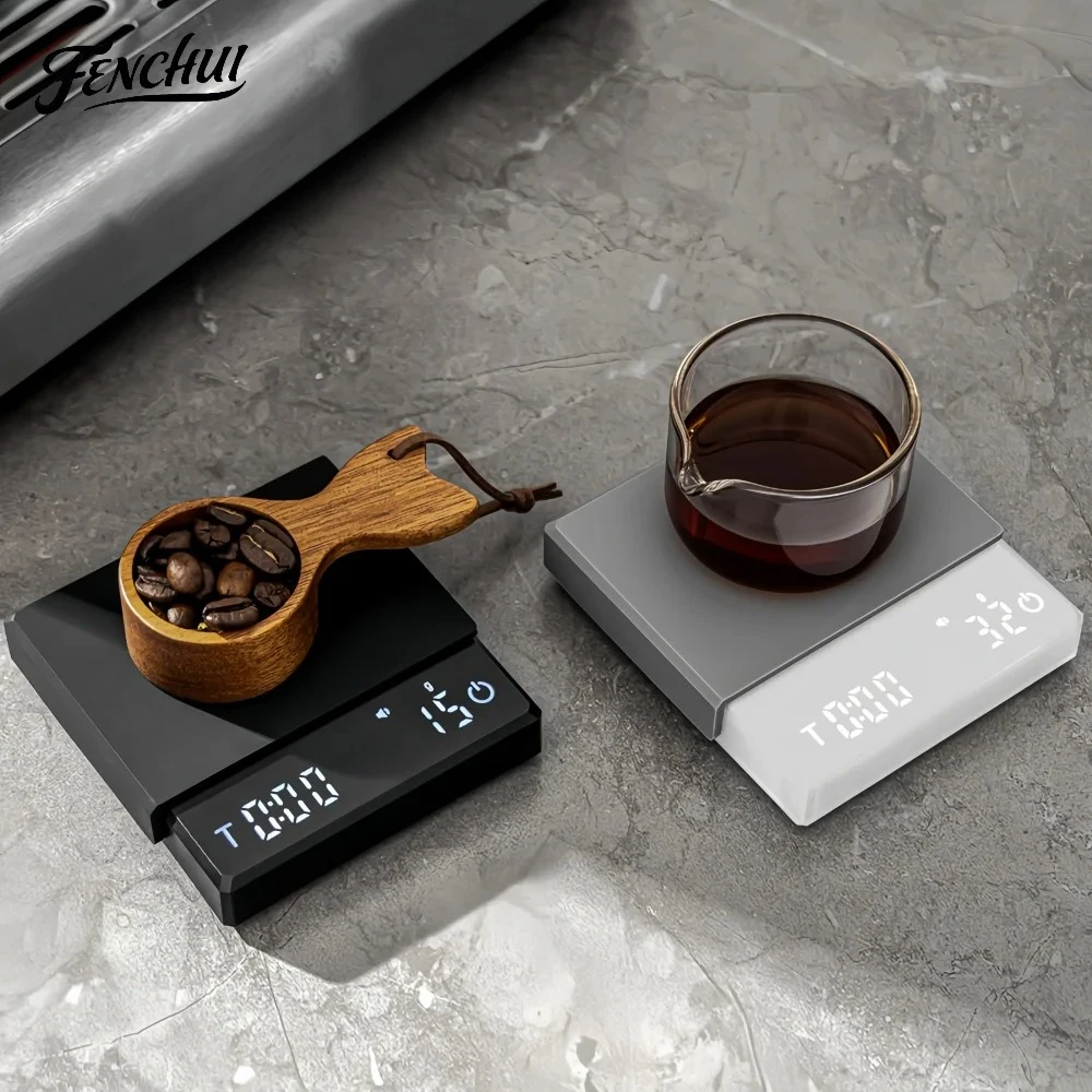 

FENCHUI Mini Smart Electronic Coffee Scale High Precision 0.1g/2kg USB Rechargeable Professional Coffee Tools with Silicone Pad