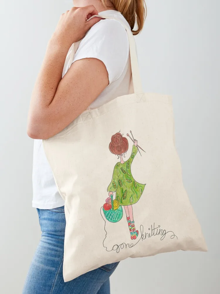 gone knitting lady Tote Bag women bag shopper bags tote bag custom Canvas Tote