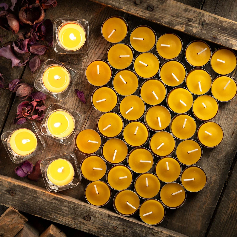 6/12Pack Beeswax Honey Candles for Ritual Tealight Candles Church Prayer Religous Prayer Candles Wholesale Decor Party Birthday