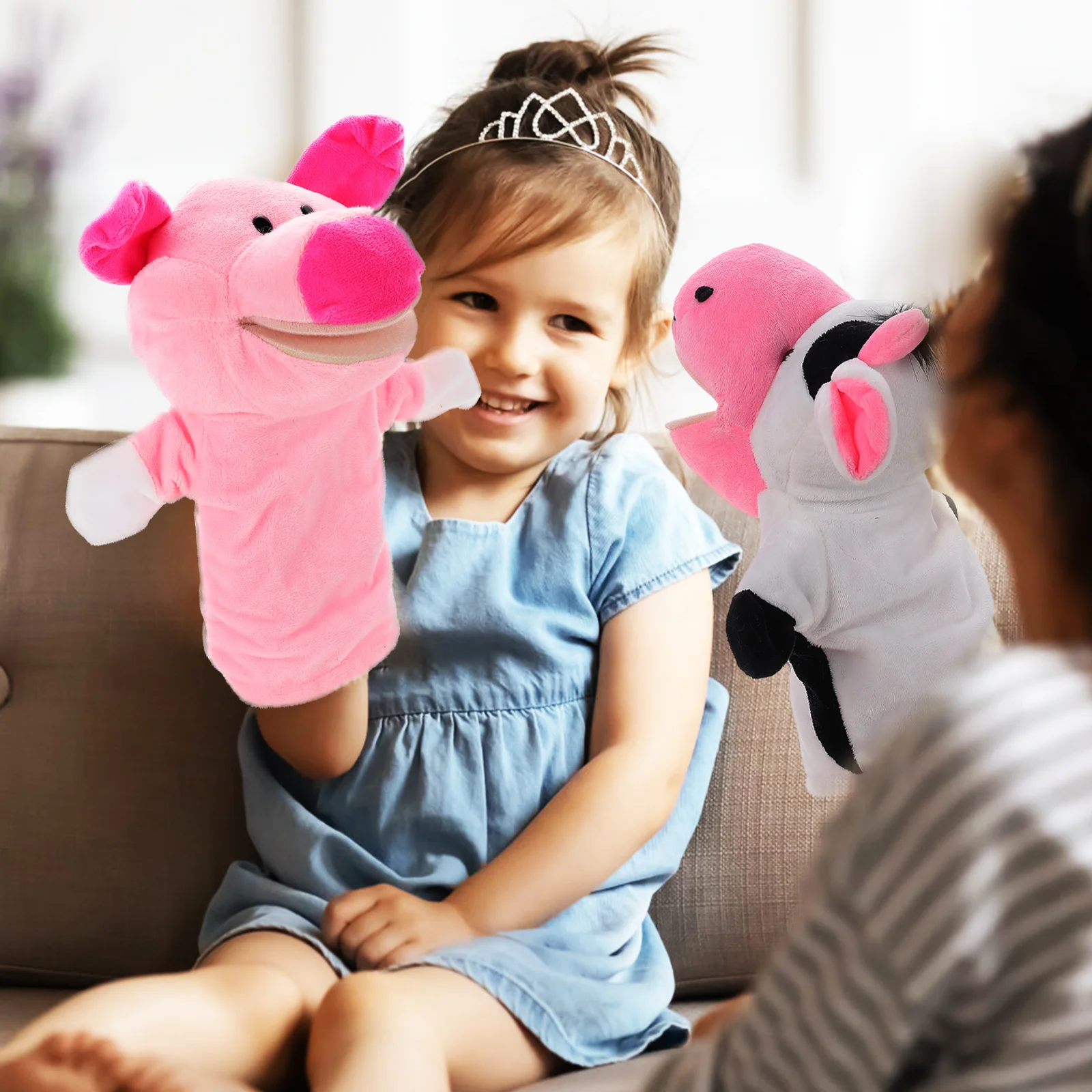 Kidcraft Playset Animal Puppet Hand Toy Puppets with Movable Mouth Parent-child