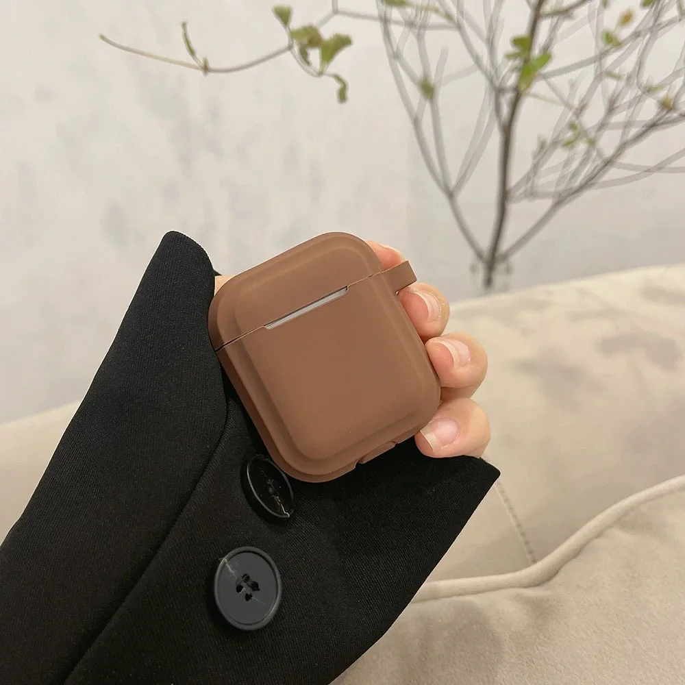 القهوة الحليب الشاي اللون سيليكون حقيبة سماعة الاذن ل AirPods 1 2 3 4 Pro Pro 2 3nd الجيل سماعة لاسلكية تعمل بالبلوتوث شحن غطاء صندوق