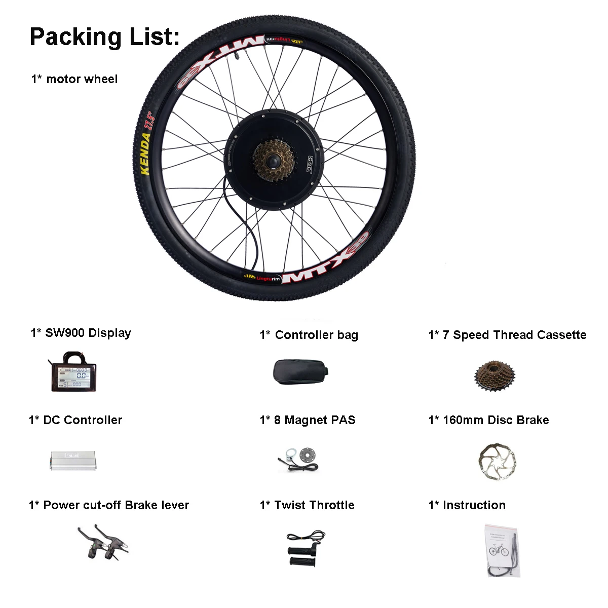 الاتحاد الأوروبي الأسهم لا ضريبة CSC MTX حافة EBike تحويل عدة العجلات الخلفية 26 '27.5 '29' فرش غير العتاد محور المحرك 48 فولت 1000 واط 1500 واط Ebike #3
