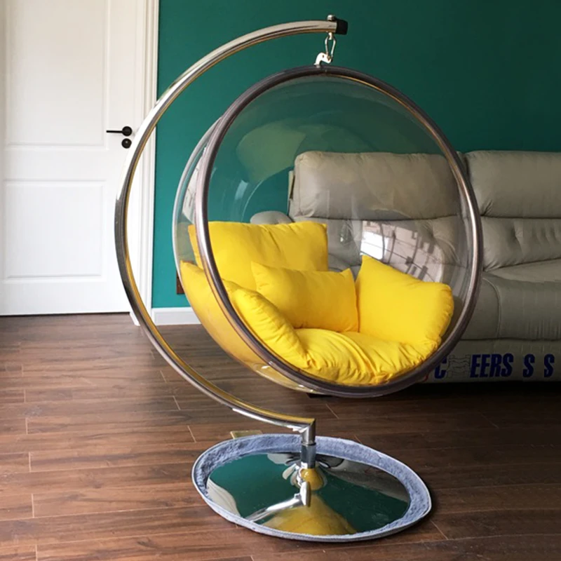 Internet-famous Swaying Outdoor Courtyard Round Transparent Hanging Chair Balcony Rocking Chair for Adults Glass Semicircular
