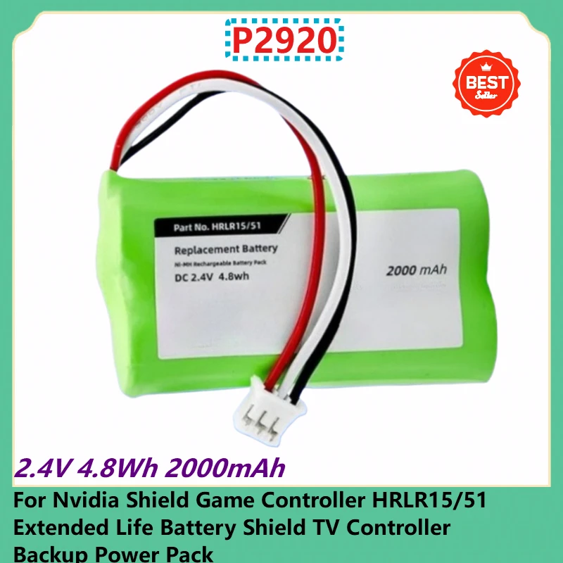 

P2920 2.4V 4.8Wh2000mAh for Nvidia Shield Game Controller HRLR15/51 Extended Life Battery Shield TV Controller Backup Power Pack