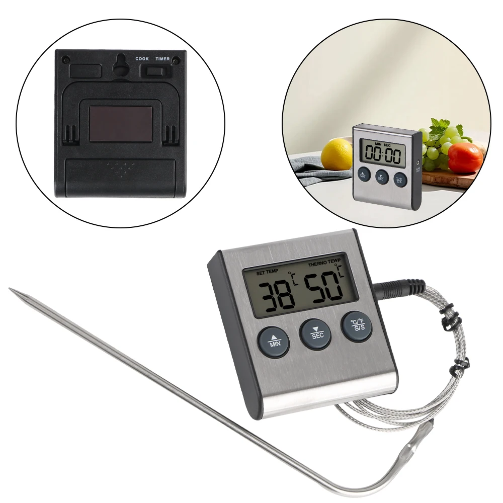 Probe Temperature Cooking Oven Meter New Meat Kitchen Food Stainless Steel Grill Timer Function Digital BBQ Thermometer