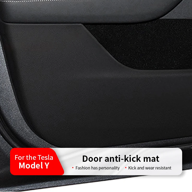 For Tesla Model Y 2024 Door Kick Mats Door Panel Protectors  Door Scratch and Dirt Prevention Leather Sticker  Accessories