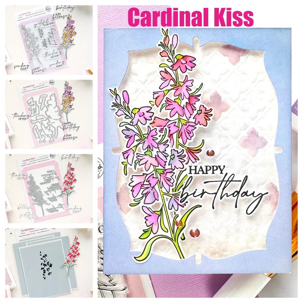 Pink Fresh Cardinal Kiss Sunlit Table Lemon Blossom Crest Dies and Stamps Stencils for DIY Handmade Scrapbook Diary May 2026 New