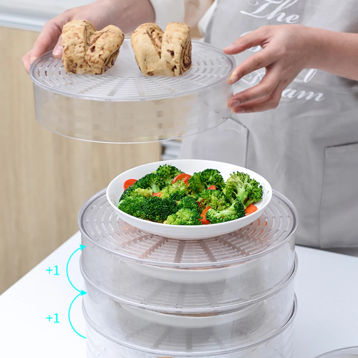 

5Pcs Multi-Layer Transparent Food Lid Long Lasting Anti-Fly Protection Food Covers Thermal Insulation Dish Cover