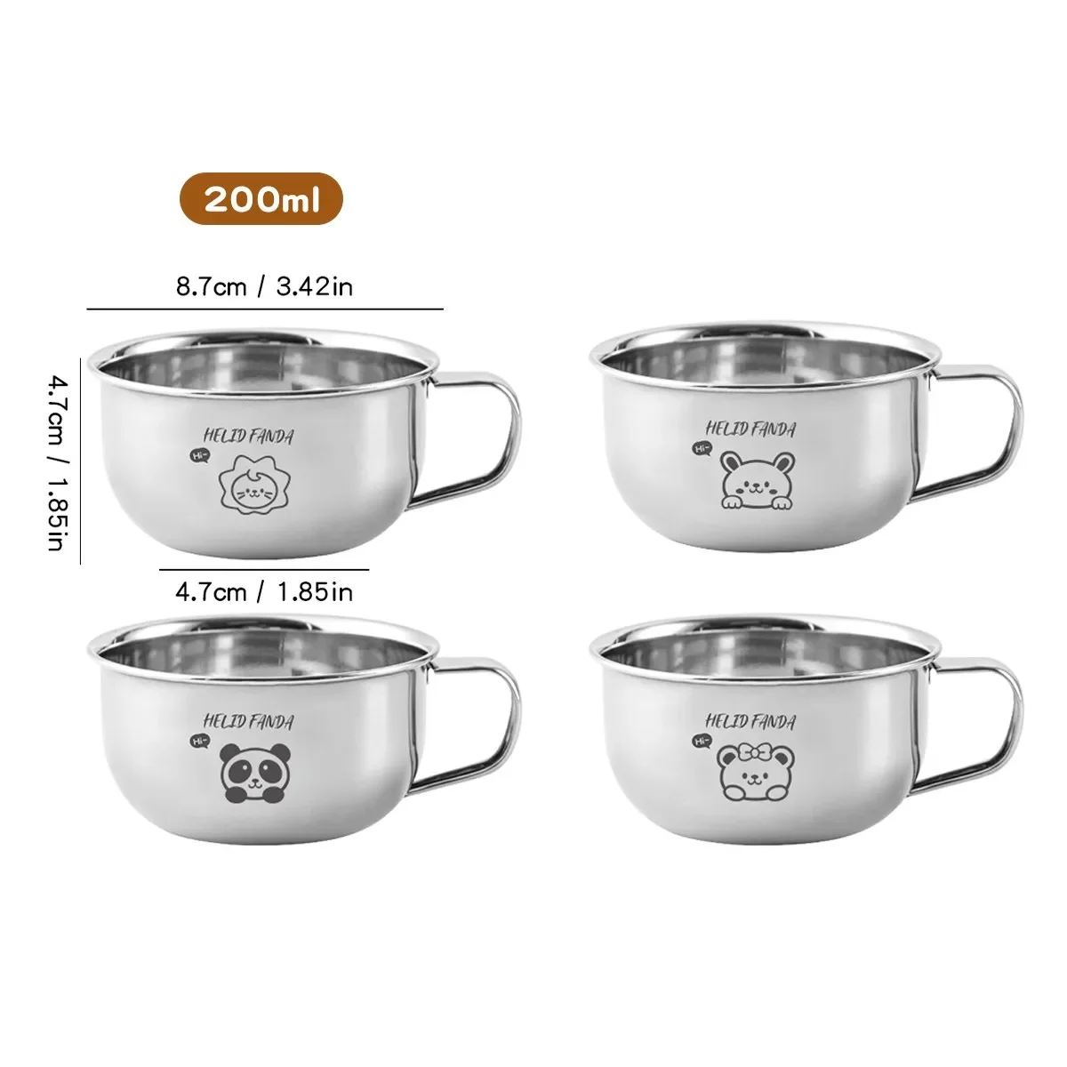 70/200ML Mini Drinkbeker voor Kinderen met Handvat, 304 RVS Waterbeker, Anti-Verbranding & Anti-Vallend, Tumbler, Melk- en Koffiemok