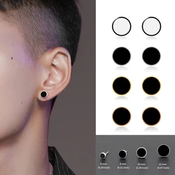 Men's Earrings Trendy Titanium Steel Round Stud Earrings For Men Stainless Steel Black Drip Earings Couple Piercing Jewelry