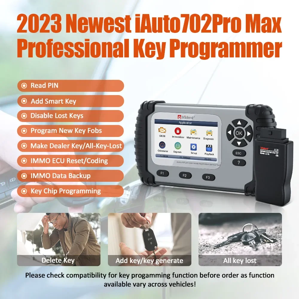 2023 Vident iAuto 702 PRO MAX All System Automotive Diagnostic Scanner Professional Key Programmer 34 Special Functions ECU Codi