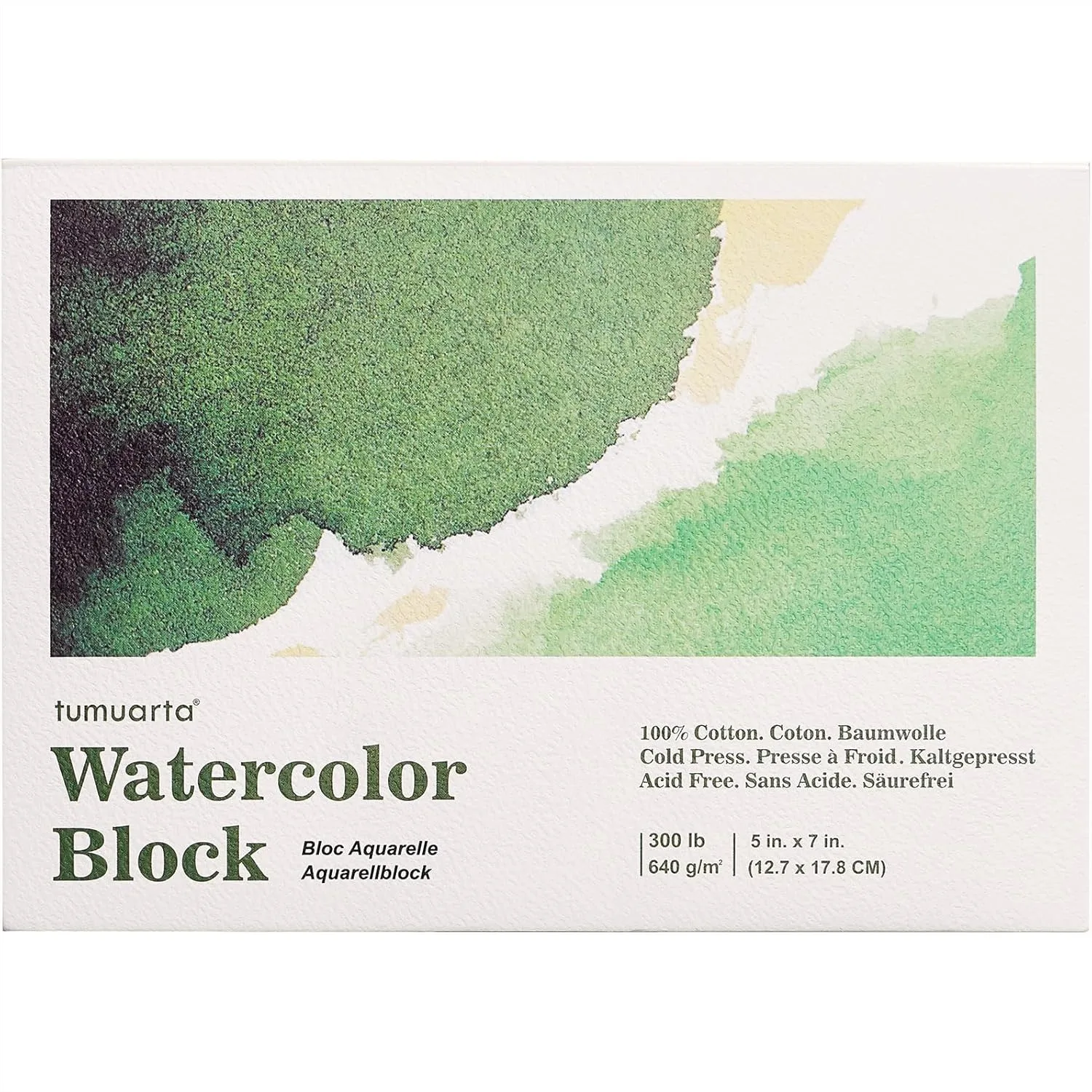 

Watercolor Block 300 LB 640 GSM 100% Cotton 5x7" 10 Sheets Acid Free Cold Press Paper Board for Watercolors Acrylic and Dry Wet
