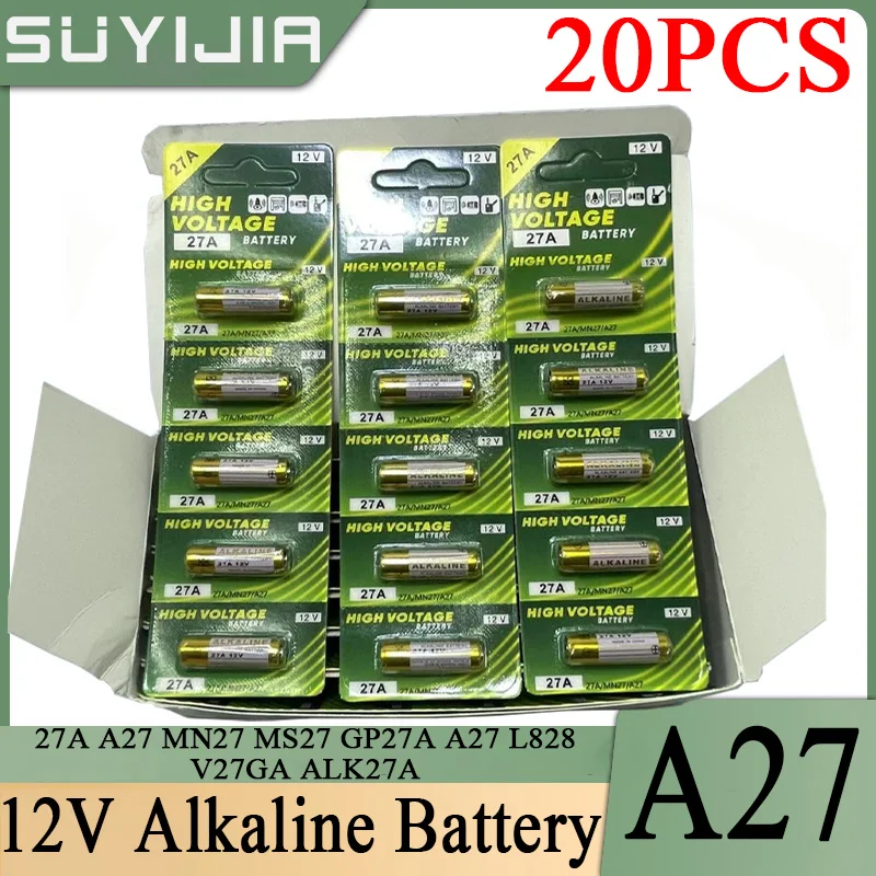 20 szt. Nowa sucha bateria alkaliczna 27A 12V A27 do dzwonka Alarm samochodowy pilota zdalnego sterowania MS27 GP27A A27 L828 V27GA ALK27A