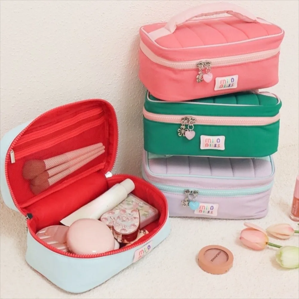 

Dopamine Contrast Makeup Bag Handheld Large Capacity Toiletry Storage Bag Zipper Handbag Portable Cosmetic Organizer Travel