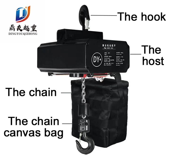 DY+ 1ton  Chain Hoist Block Series Electric   Factory Price Yellow Motor Power Item Winch Parts Hook Color Origin