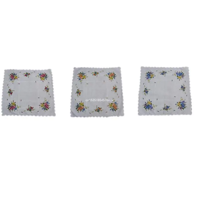 3x feminino vintage floral flores lenço único bolso quadrado lenço senhoras dropship