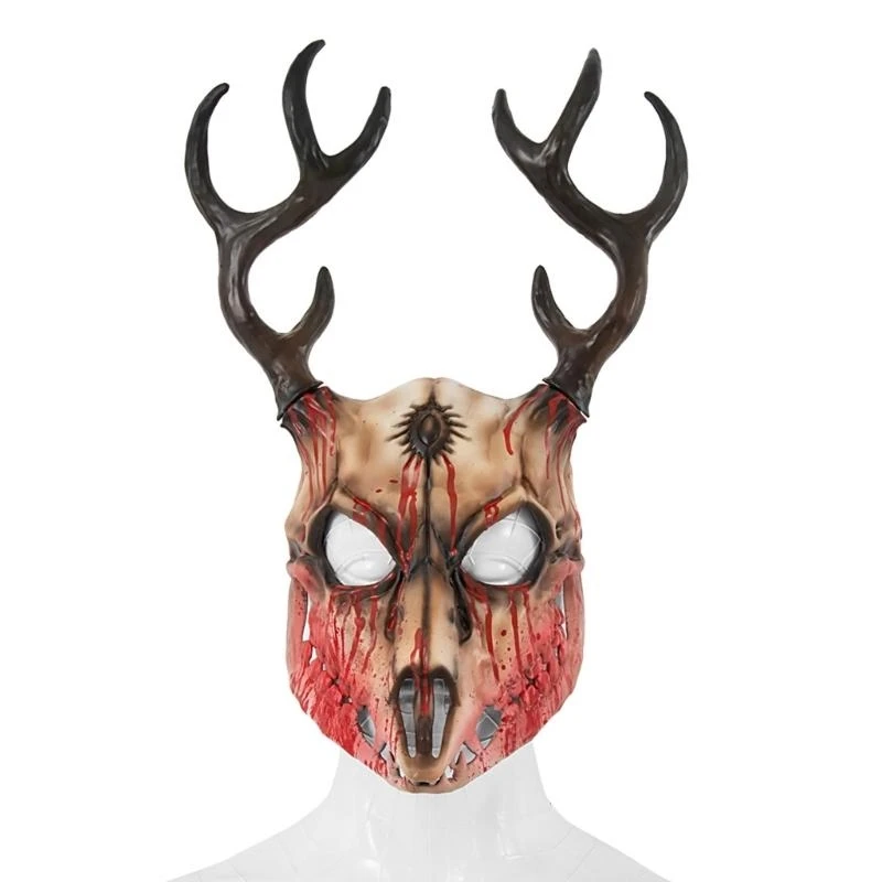 Маска с рогами, костюм на Хэллоуин, маска, маска оленя, маска с головой оленя, маскарадная маска, полнолицевая маска для вечеринки, карнавала