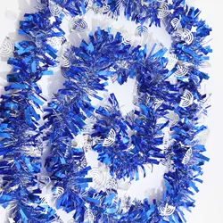 2 Meters Hanukkah Theme Candle Wreath Sequin Tinsel Garland Banner Home Wall Hanging for Jewish Happy Hanukkah Party Decoration
