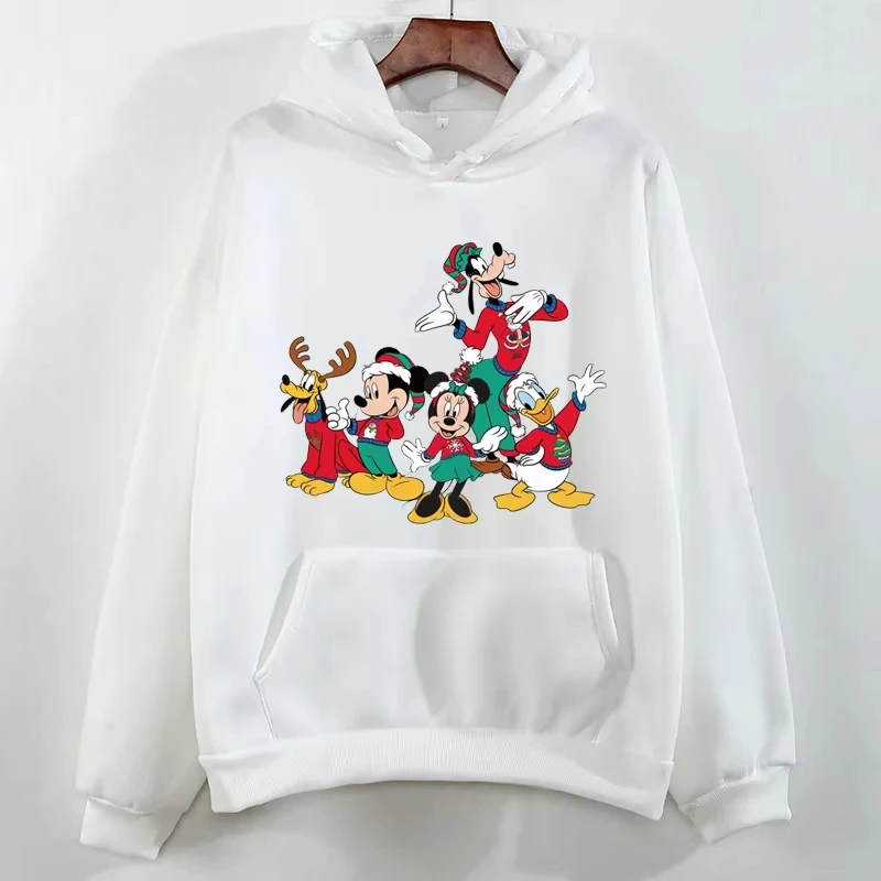 

Merry Christmas Minnie Mouse Printed Hoodie Disney Cartoon Costume Harajuku Men Women Casual Crew Neck Pullover Sweatshirt Top