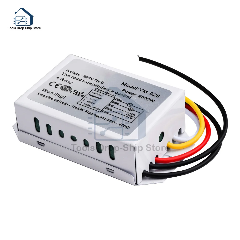 220V 2-Way 3-Section Lighting Control Switch Digital Subsection 1000W Energy-saving Lighting Accessories High Quality