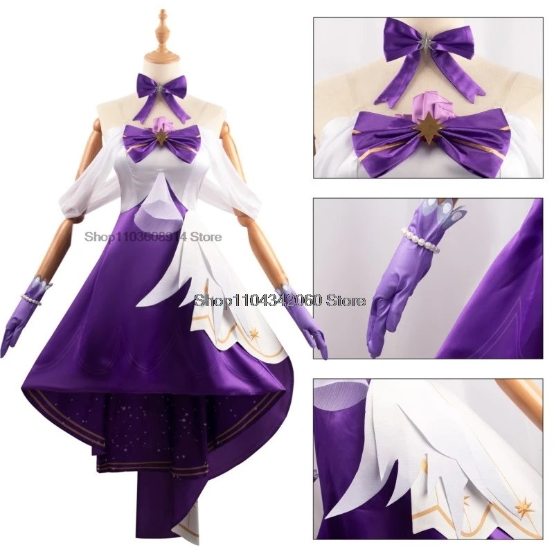 Game Honkai: Star Rail Music Concert Costume Robin Cosplay Purple Dress Bracelet Earrings Wig Suit Women Hallowen Party Outfit