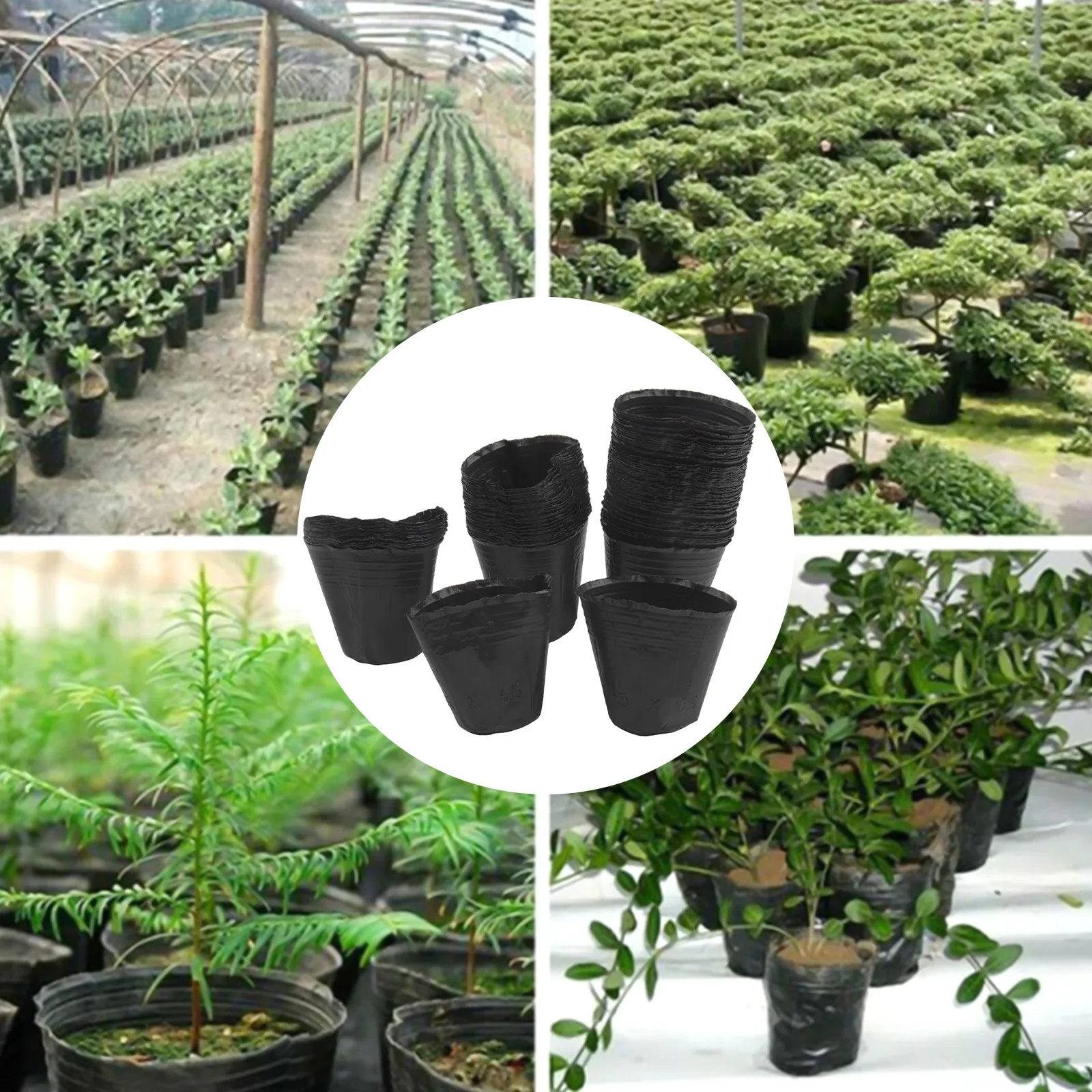 100 Piece Garden Pot Set for Starting and Transplanting Featuring Thickened Plastic Construction and Drainage Support