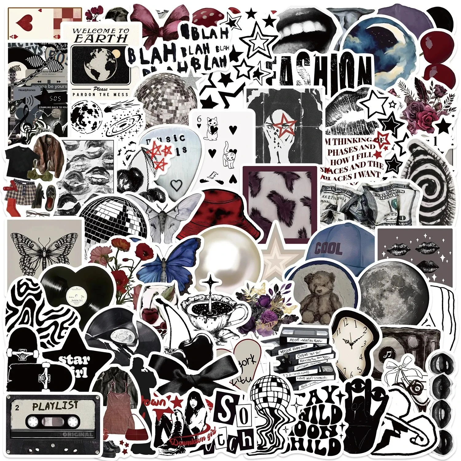 50/100 Stück 90er 00er Dark Downtown Y2K Mädchen Ästhetik Graffiti Aufkleber DIY Fahrrad Telefon Gitarre Laptop Koffer wasserdichter Aufkleber
