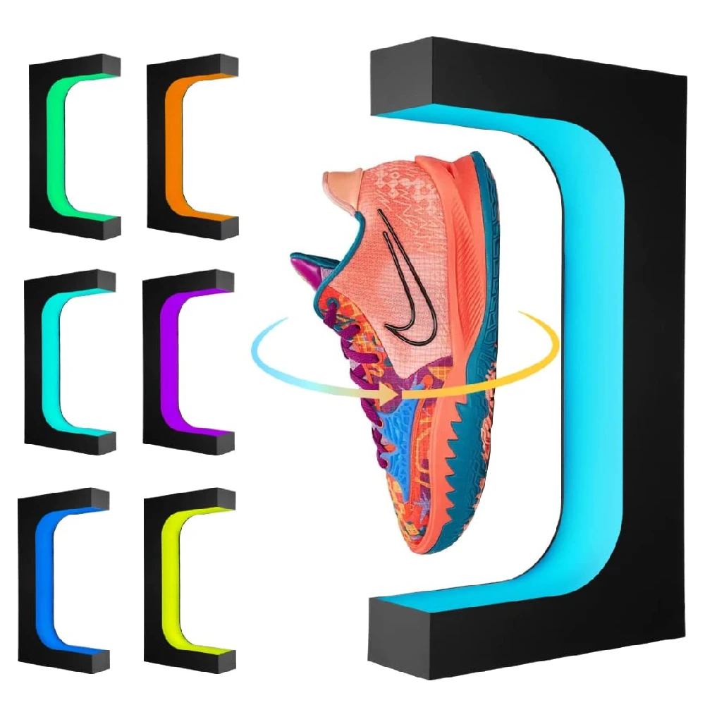 7 Colors Magnetic Floating Shoe Display Stand Levitation Sneaker Holder With LED Light for Advertising Store levitating