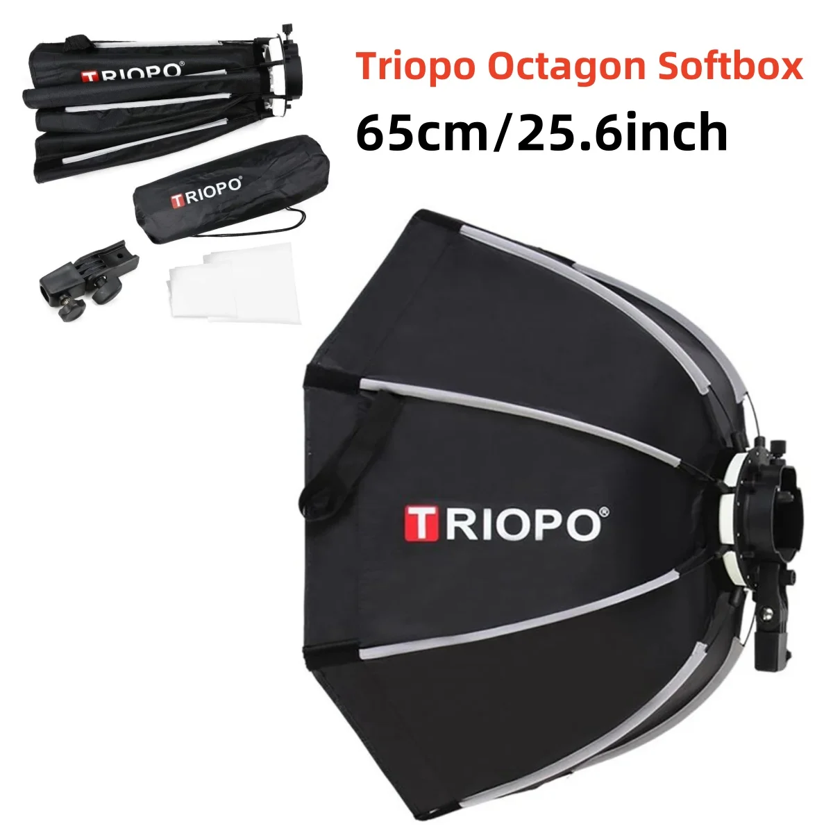 

Triopo Octagon Softbox 65cm/25.6inch S Bracket Grid for Round Head Flash Godox V1 AD200 AD200Pro TT600 TT685 V860