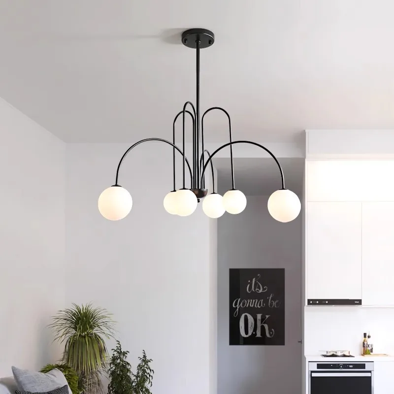 Nordic Modern Creative Living Room Lamp Home Bedroom Dining Room Glass Pendant Lamp Creative Magic Bean Molecular Chandelier