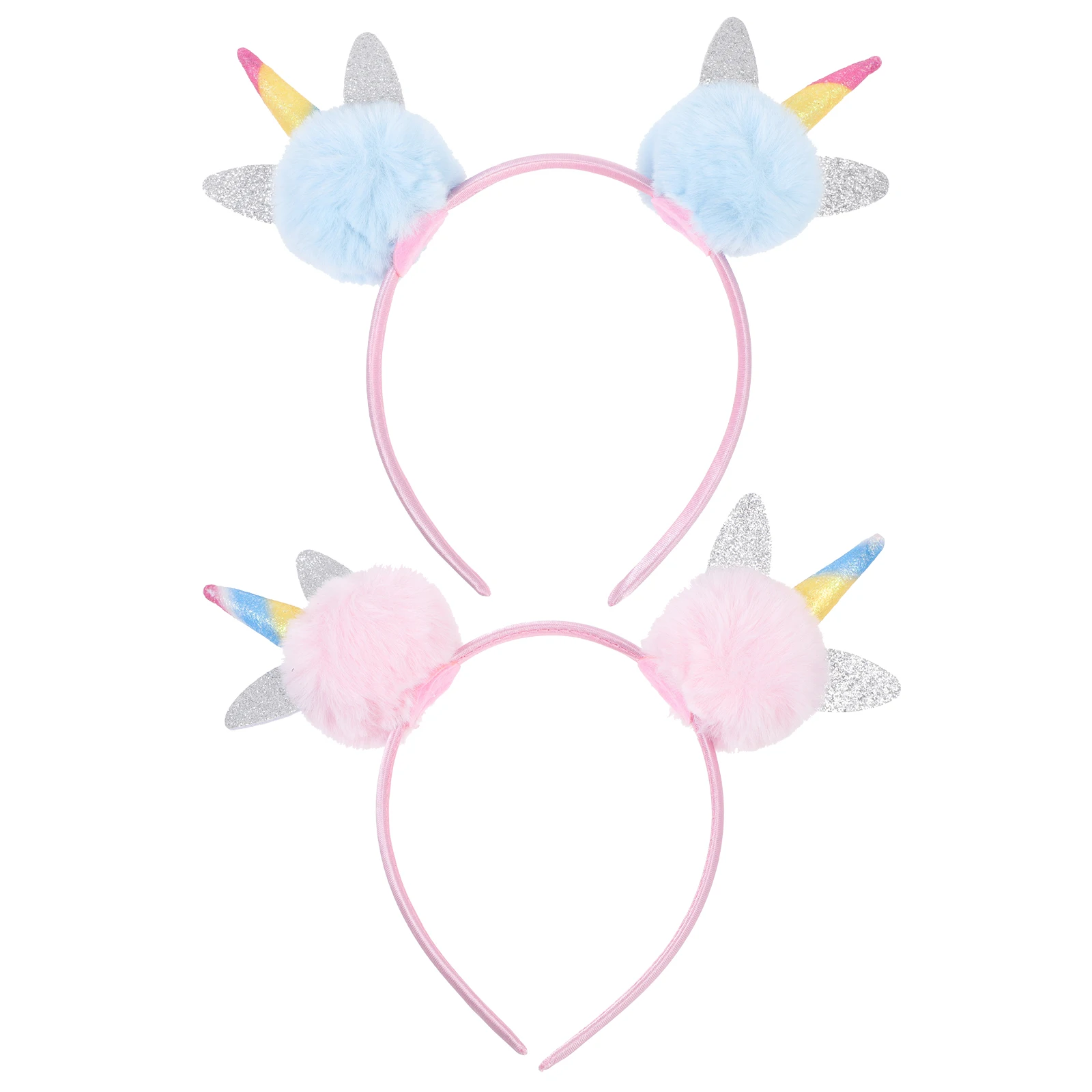 

2Pcs Unicorn Hair Hoops Fabrics Lightweight Safe Kids Girl Child Party Cosplay Performance Shining Design