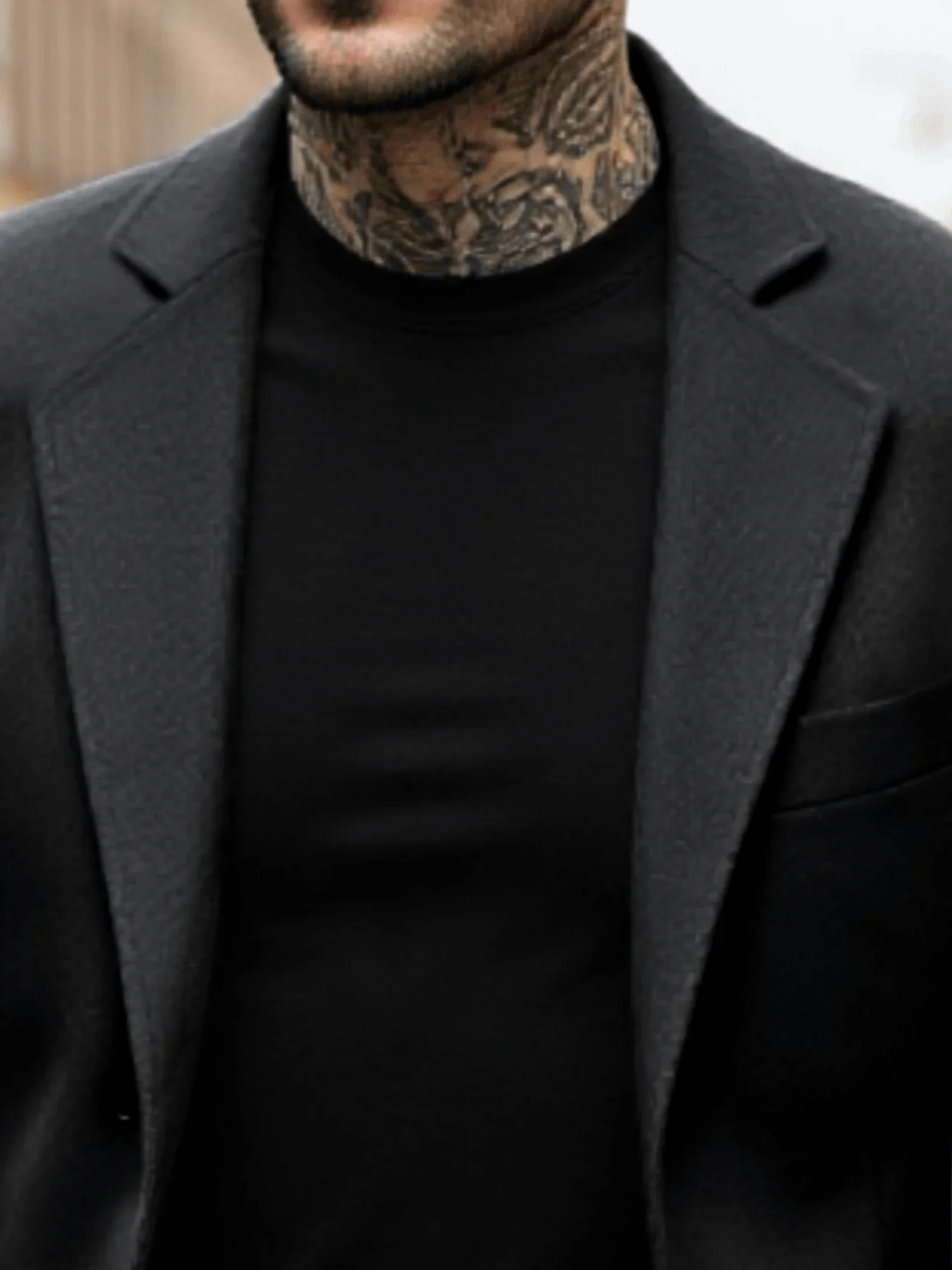 معطف صوف سميك أنيق للرجال لفصل الشتاء بتصميم فردي الصدر مع نسيج دافئ ممتاز وأسلوب عصري ومتطور