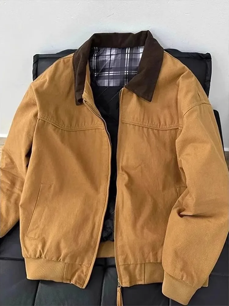 

Мужская рабочая куртка Barnes Sle: Винтажный американский ретро-стиль, весна-осень, с цветными вставками, молодежный тренд