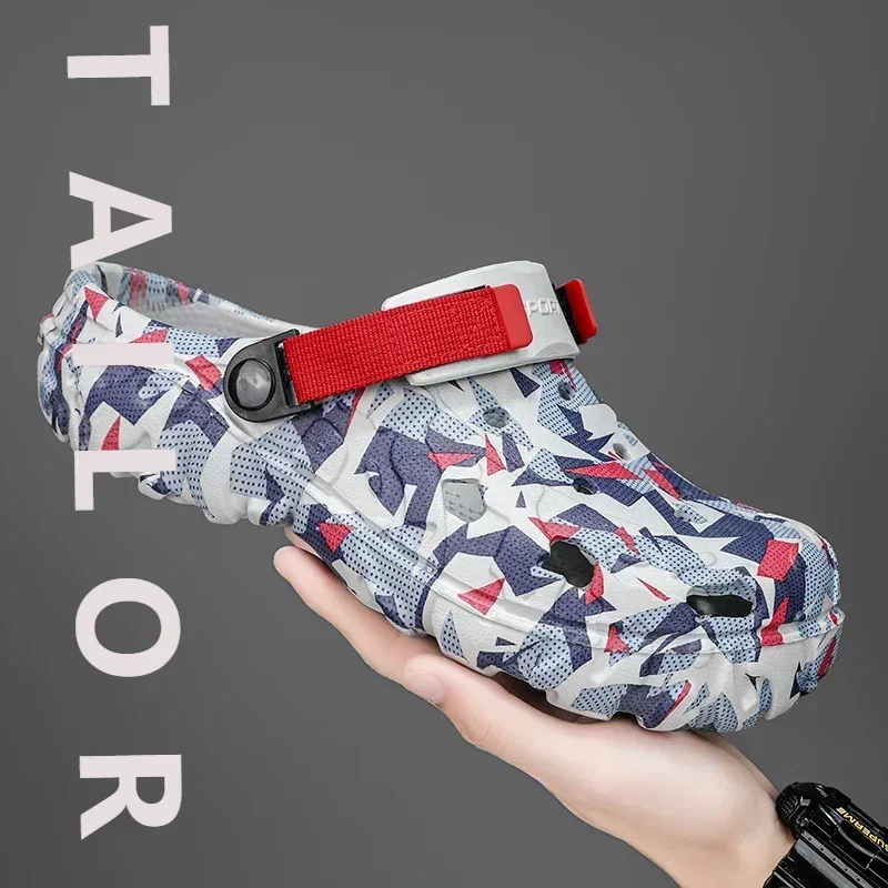 

Летние мужские сандалии размера плюс 47, легкие и мягкие мужские туфли из ЭВА с отверстиями, уличные тапочки, домашние садовые сабо, мужские пляжные шлепанцы на плоской подошве