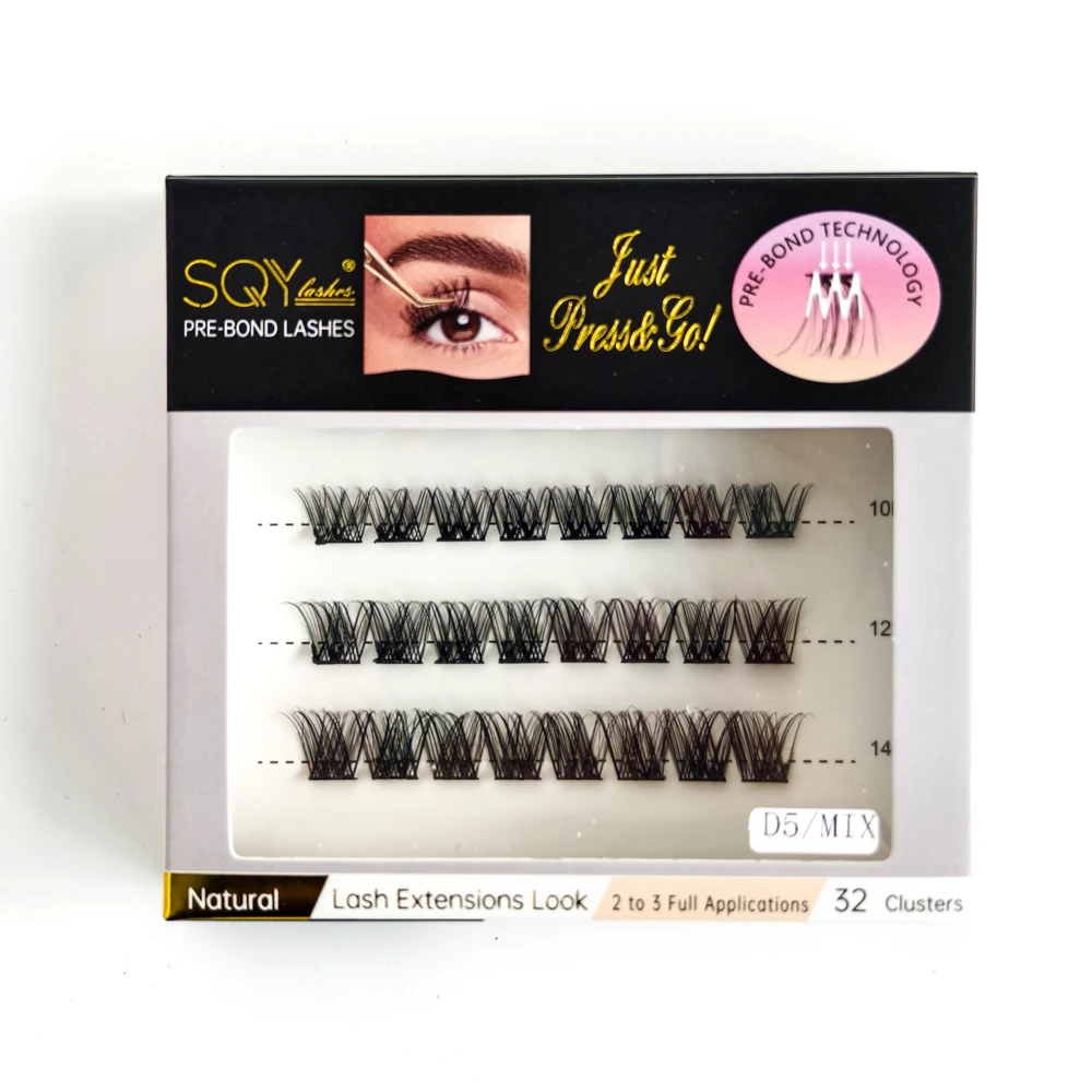 Druk Op Wimperclusters Zelfklevende Wimpers Voorgelijmde Clusterwimpers Zelfklevende Wimperclusters Pre-Bond Diy Lash Herbruikbaar