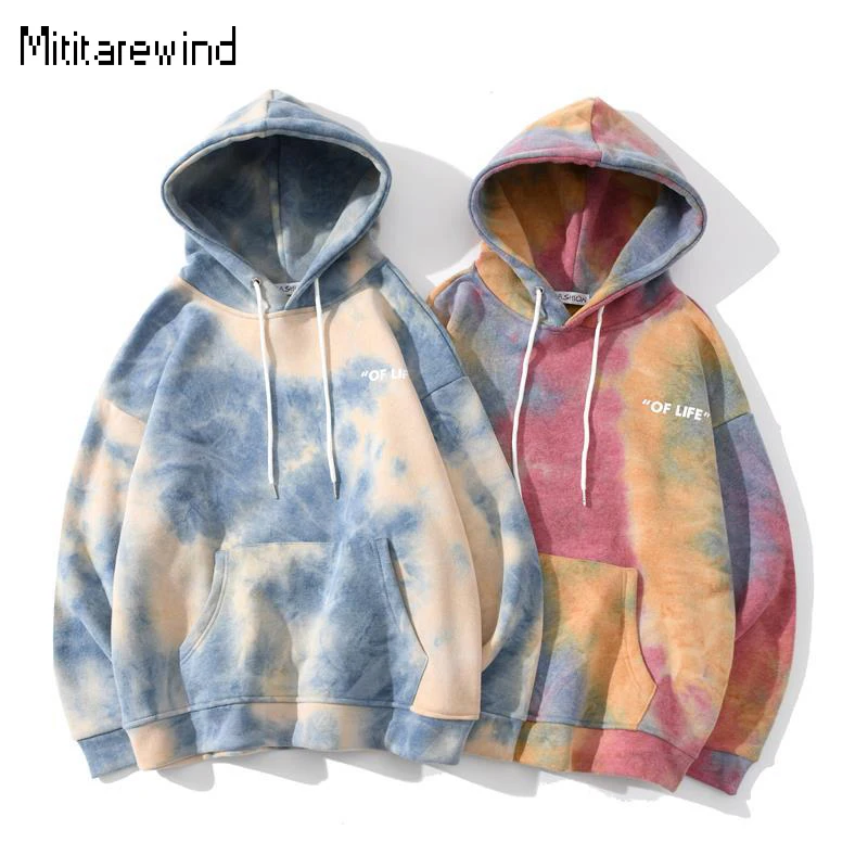 

Hip Hop Streetwear Tie Dye Hoodies for Men Spring Autumn Trend Couple Tops High Street Ins Style Pullover Hoodies Loose Causal