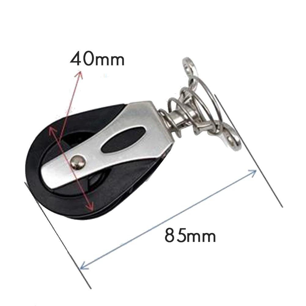 AB12-Stainless Steel Nylon Pulley Block Sailing Boat Loading Single Kayak Pulley Block Lifting Swivel Bearing Sheave