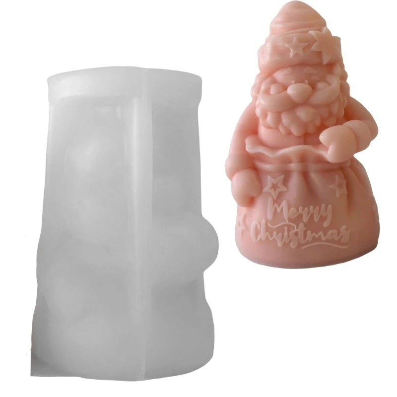 Molde vela Papá Noel navideño, molde silicona vela Papá Noel detallado para creaciones únicas velas navideñas