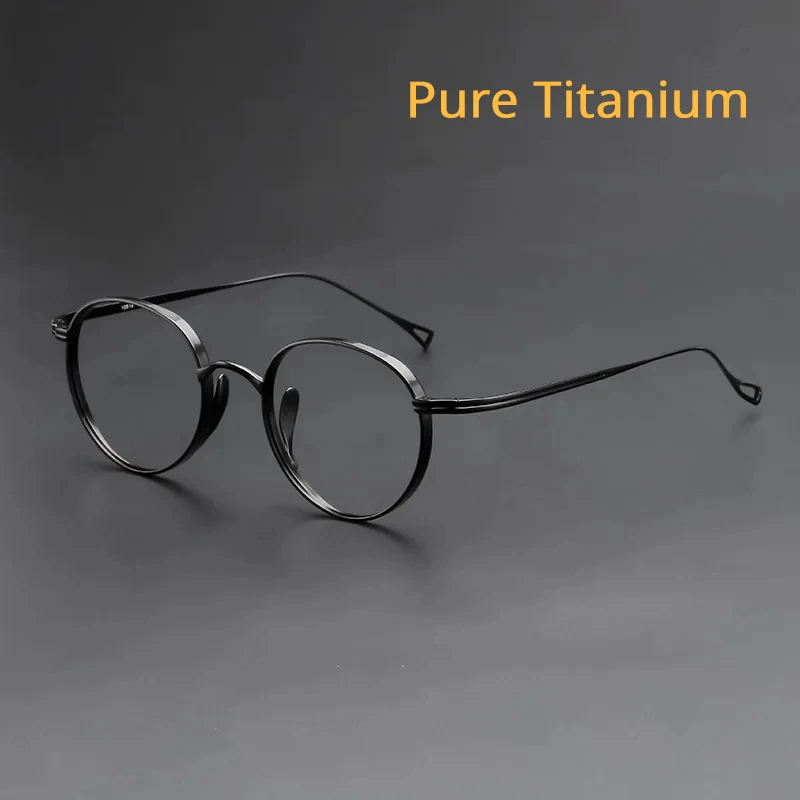 

Janpanses Retro Round Pure Titanium Glasses Frame Men Women Brand Designer Eyewear Optical Prescription Eyeglasses Frames