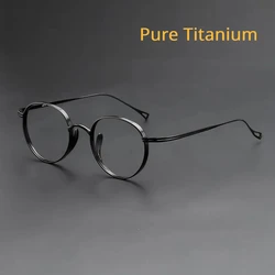 Janpanses Retro Round Pure Titanium Glasses Frame Men Women Brand Designer Eyewear Optical Prescription Eyeglasses Frames