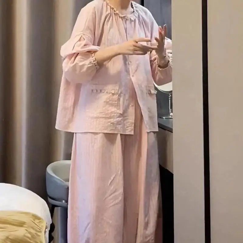 Sweet Princess Pajamas Autumn Korean Edition Fashion Women's Polka Dot Long Sleeve Pants Home Clothes Girls' Set Skin Friendly