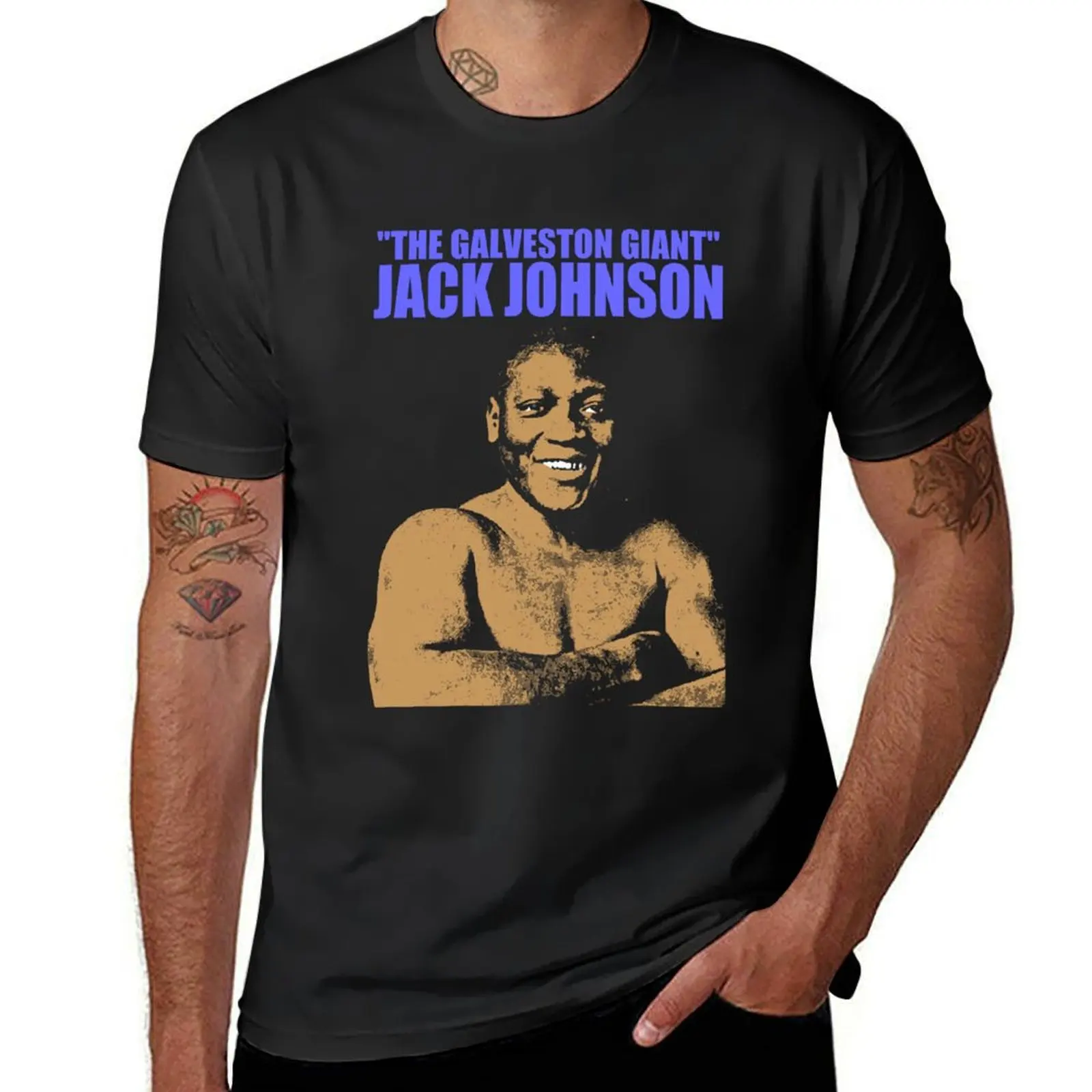 

JACK JOHNSON (THE GALVESTON GIANT)-2 T-Shirt vintage clothes Short sleeve tee mens t shirt graphic