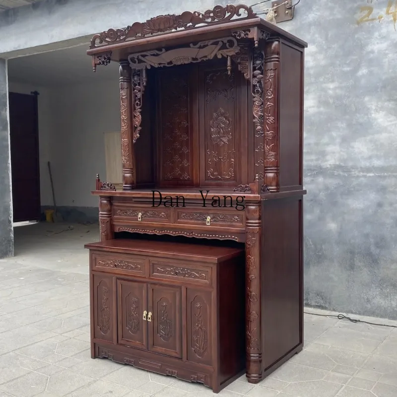 YJ Standing Cabinet Solid Wood Avalokitesvara Shrine for Shentai Buddha Cabinet Guests