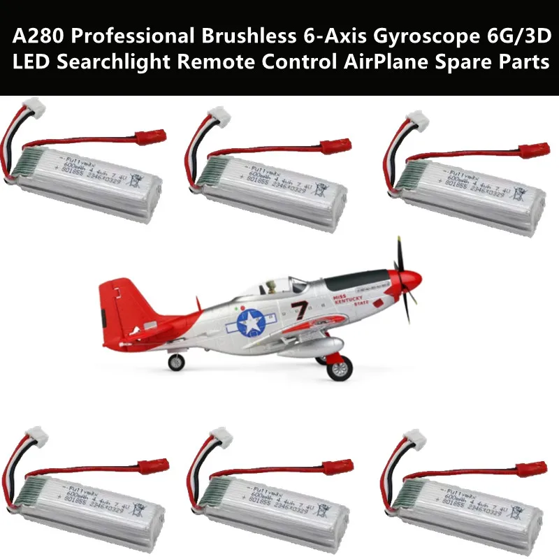 A280 Professional Brushless 6-Axis Gyroscope 6G/3D LED Searchlight RC Remote Control AirPlane Spare Parts 7.4V 600Mah Battery